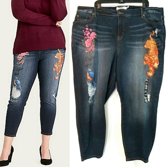torrid Denim - Torrid Girlfriend Handpainted Distressed Denim